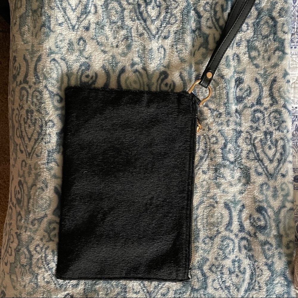 Fuzzy Black Wristlet